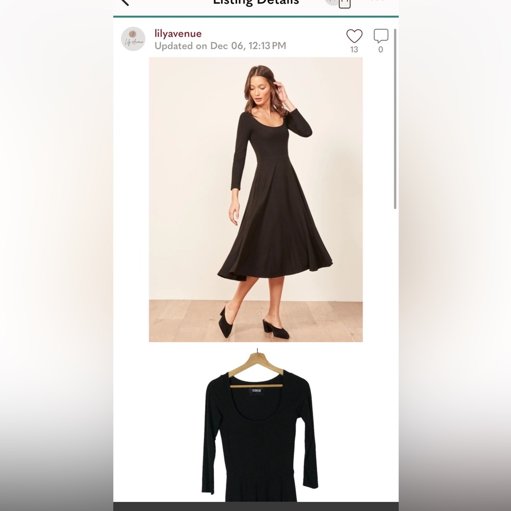 Reformation black lou dress size small